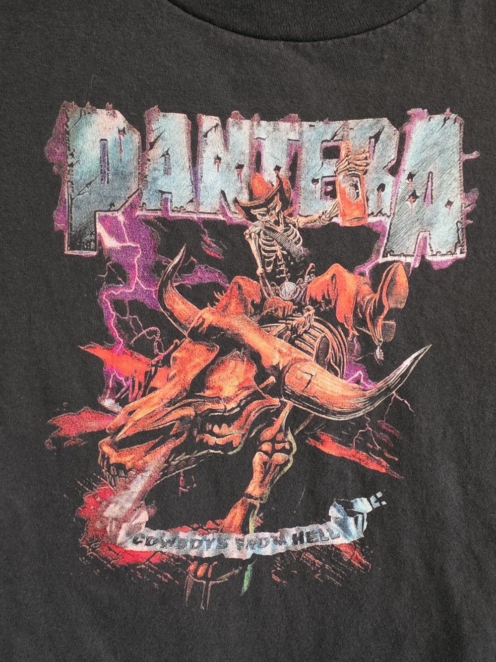 Kids Pantera Graphic Band Youth Tee - Black with Red & Purple Print